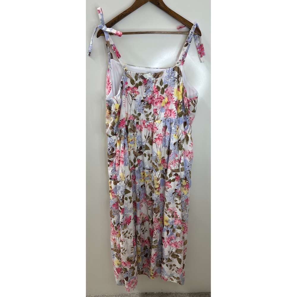 Lane Bryant Floral Maxi Dress Tiered Tie Strap Pockets Lined Plus Size 24 Summer - Picture 15 of 15
